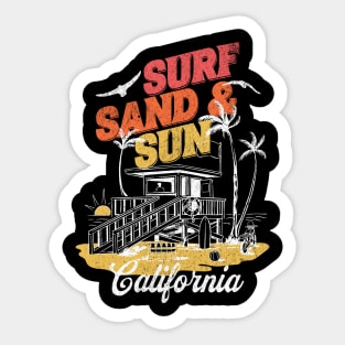 Surf, Sand and Sun California Beach Sticker